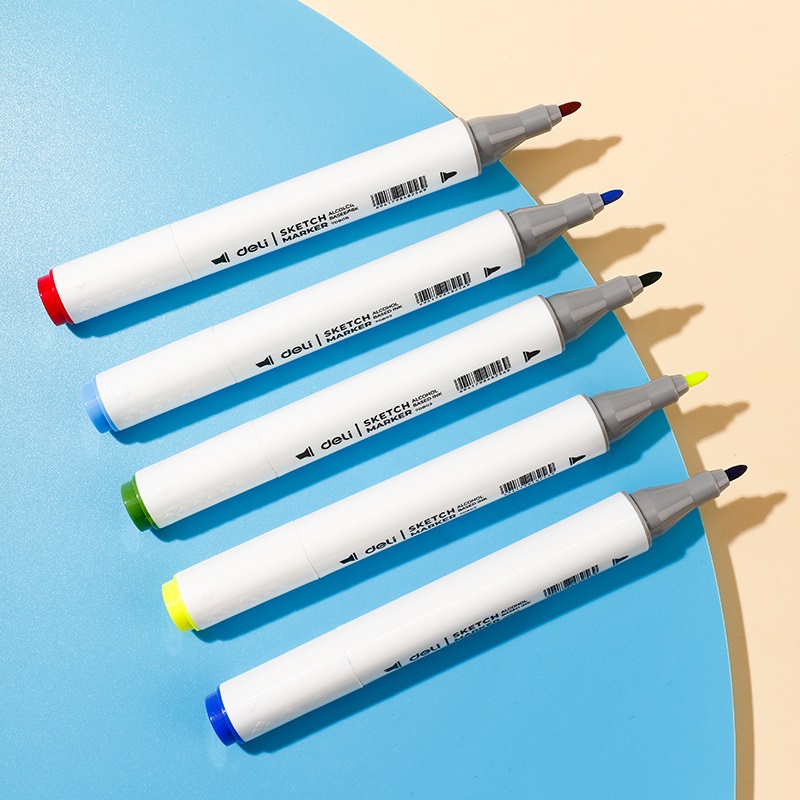 Deli Color Emotion 24 darabos kétvégű háromszög testű sketch marker készlet