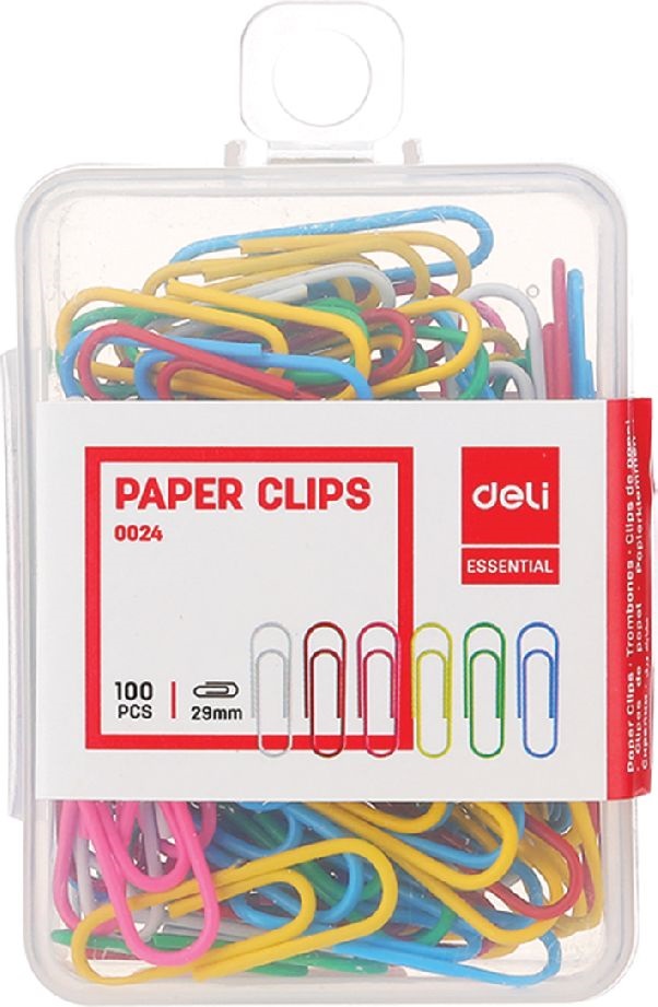Deli Essential 29 mm-es 100db színes gemkapocs