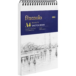 Deli Finenolo A4, álló, 160  g/m2, rövid oldalán spirálozott, fehér rajzpapírfüzet