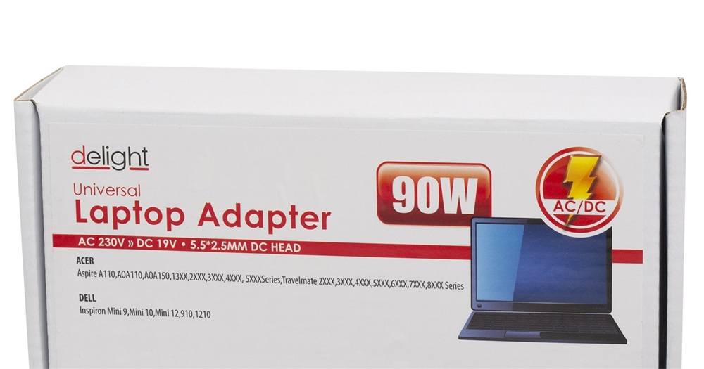 Delight Univerzális laptop/notebook töltő adapter tápkábellel