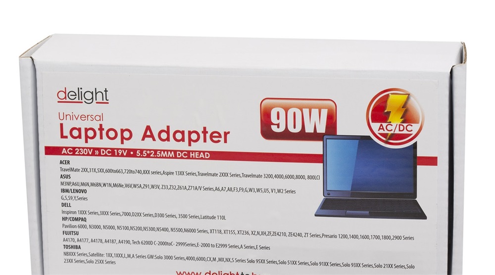 Delight Univerzális laptop/notebook töltő adapter tápkábellel