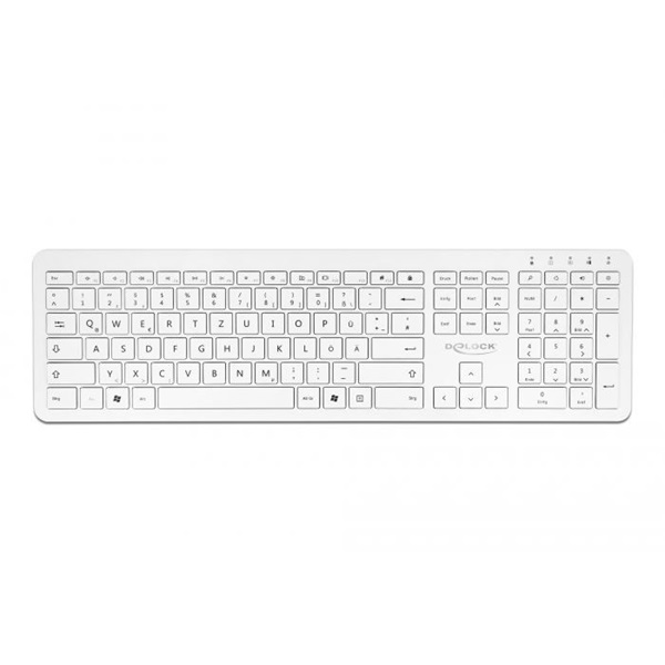 Delock 12014 NÉMET 2,4 GHz-es vezetéknélküli USB klaviatúra fehér (lapos)