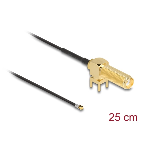 Delock 12028 25cm SMA 90 PCB anya válaszfali csatlakozóval apa I-PEX Inc., MHF 4L-dugó 1.13 antenna kábel 