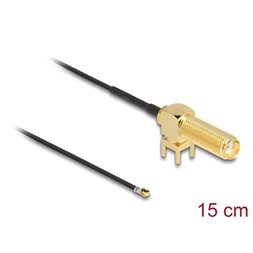 Delock 12031 15cm SMA 90 PCB anya válaszfali csatlakozóval apa I-PEX Inc., MHF 4L-dugó 1.13 antenna kábel