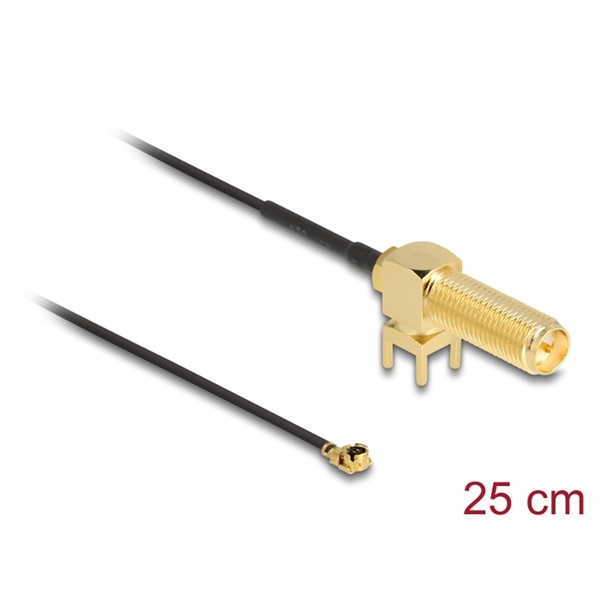 Delock 12036 25cm RP-SMA 90 PCB anya válaszfali csatlakozóval apa I-PEX Inc., MHF I-dugó 1.13 antenna kábel