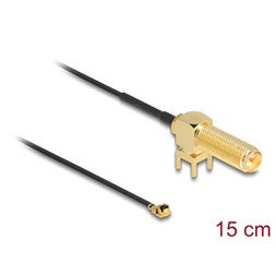 Delock 12039 15cm RP-SMA 90 PCB anya válaszfali csatlakozóval apa I-PEX Inc., MHF I-dugó 1.13 antenna kábel