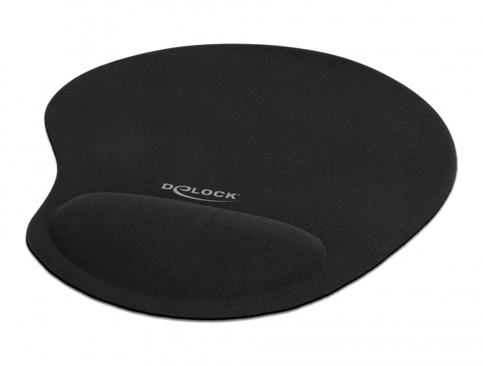 Delock 12040 Ergonómikus egérpad géles csuklótámasszal fekete 230 x 202 x 24 mm