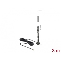 Delock 12417 LTE antenna SMA-dugó 5 dBi irányítatlan, rögzített, mágneses talppal és csatlakozókábellel (R