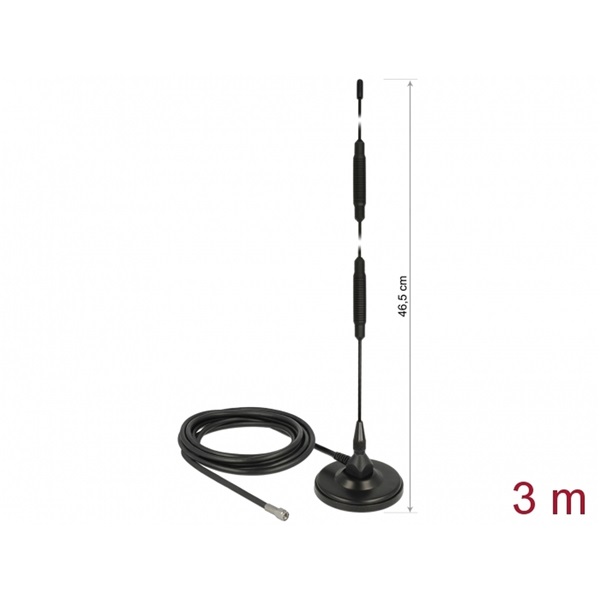 Delock 12428 LTE antenna SMA-dugó 7 dBi irányítatlan, rögzített, mágneses talppal és csatlakozókábellel (R