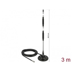 Delock 12428 LTE antenna SMA-dugó 7 dBi irányítatlan, rögzített, mágneses talppal és csatlakozókábellel (R