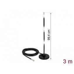 Delock 12432 SMA-dugó 7 dBi irányítatlan, rögzített, mágneses talppal és csatlakozókábellel GSM antenna