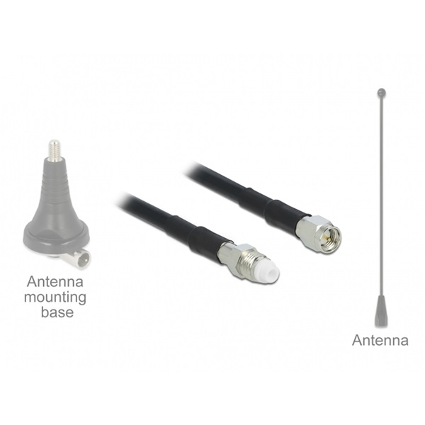 Delock 12437 Antenna kábel FME Jack > SMA Plug RG-58 1 m