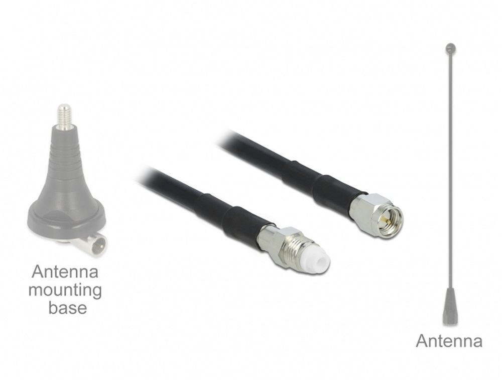 Delock 12449 Antenna Kábel FME Jack > SMA Plug RG-58 5 m
