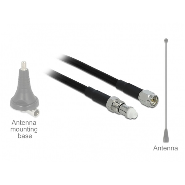 Delock 12450 Antenna Kábel FME Jack > SMA Plug RG-58 7.5 m