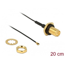 Delock 12460 RP-SMA Jack Bulkhead antenna kábel > MHF IV / HSC MXHP32 kompatibilis dugó 200 mm