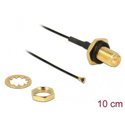 Delock 12464 Antennakábel RP-SMA Jack Bulkhead > MHF IV /HSC MXHP32 kompatibilis dugó 100 mm 0,81 menettel