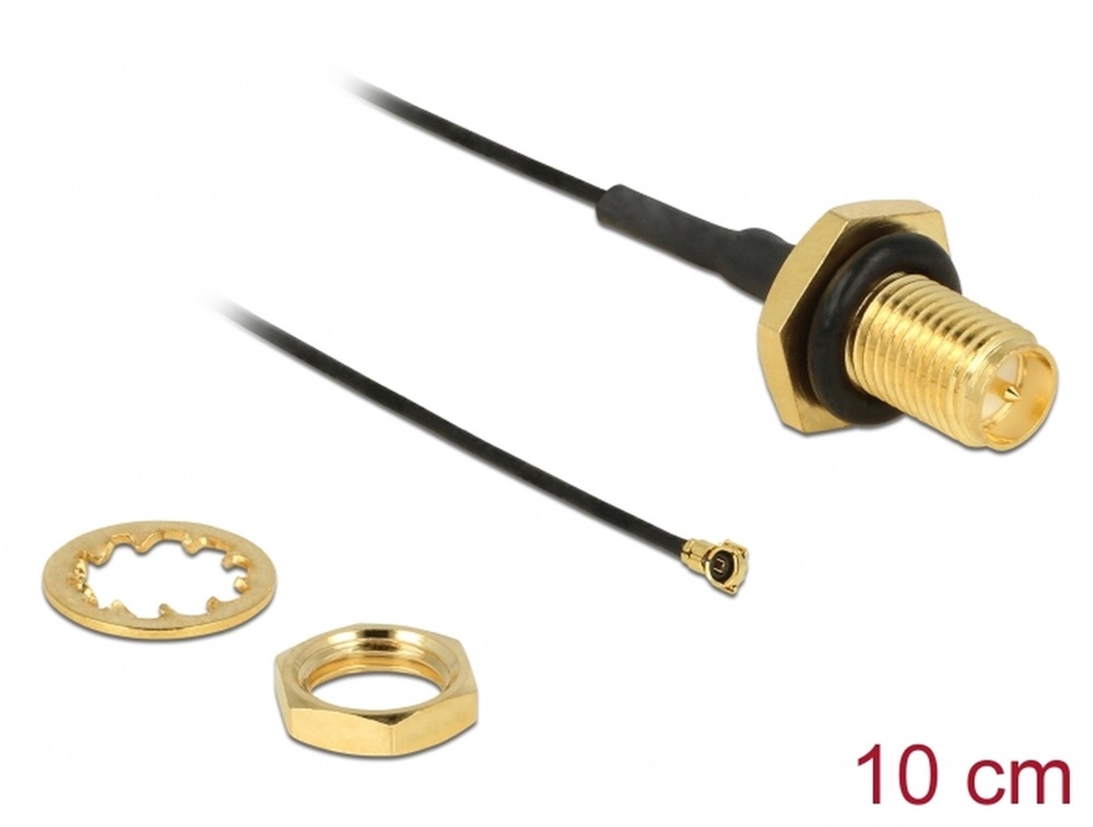 Delock 12464 Antennakábel RP-SMA Jack Bulkhead > MHF IV /HSC MXHP32 kompatibilis dugó 100 mm 0,81 menettel