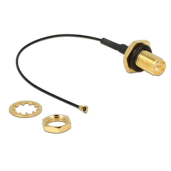 Delock 12464 Antennakábel RP-SMA Jack Bulkhead > MHF IV /HSC MXHP32 kompatibilis dugó 100 mm 0,81 menettel
