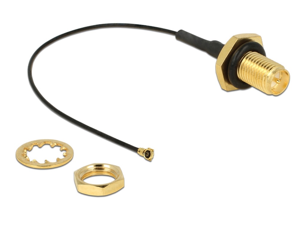 Delock 12464 Antennakábel RP-SMA Jack Bulkhead > MHF IV /HSC MXHP32 kompatibilis dugó 100 mm 0,81 menettel