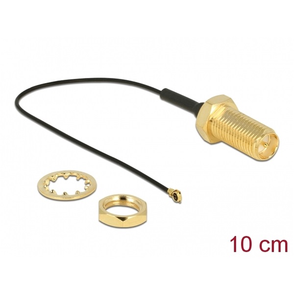 Delock 12465 Antennakábel RP-SMA Jack Bulkhead > MHF IV/ HSC MXHP32 kompatibilis dugó 100 mm 0,81 menettel