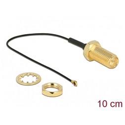 Delock 12465 Antennakábel RP-SMA Jack Bulkhead > MHF IV/ HSC MXHP32 kompatibilis dugó 100 mm 0,81 menettel