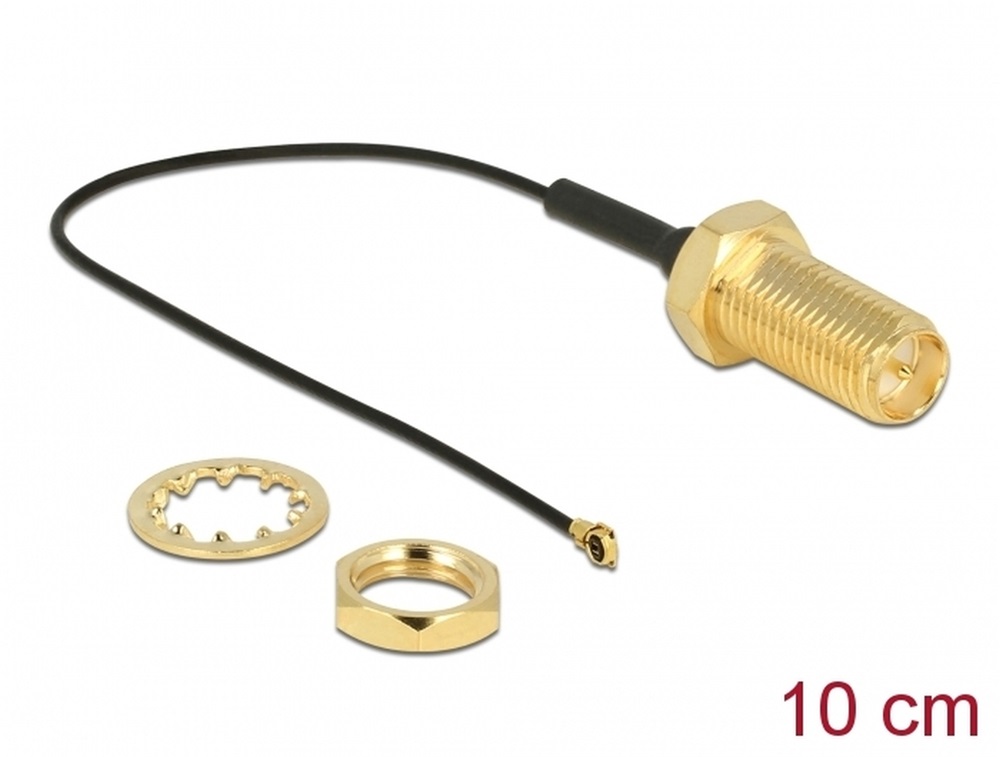 Delock 12465 Antennakábel RP-SMA Jack Bulkhead > MHF IV/ HSC MXHP32 kompatibilis dugó 100 mm 0,81 menettel