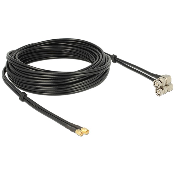 Delock 12472 antenna kábel SMA dugó > BNC dugó 90 ikerkábel RG-58 A/U 10 m