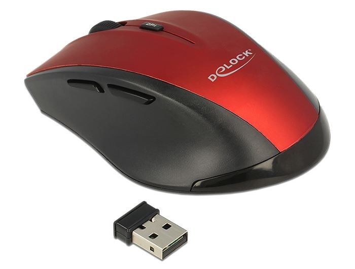 Delock 12493 Ergonomikus kialakítású, optikai, ötgombos egér, 2,4 GHz-es, vezeték nélküli