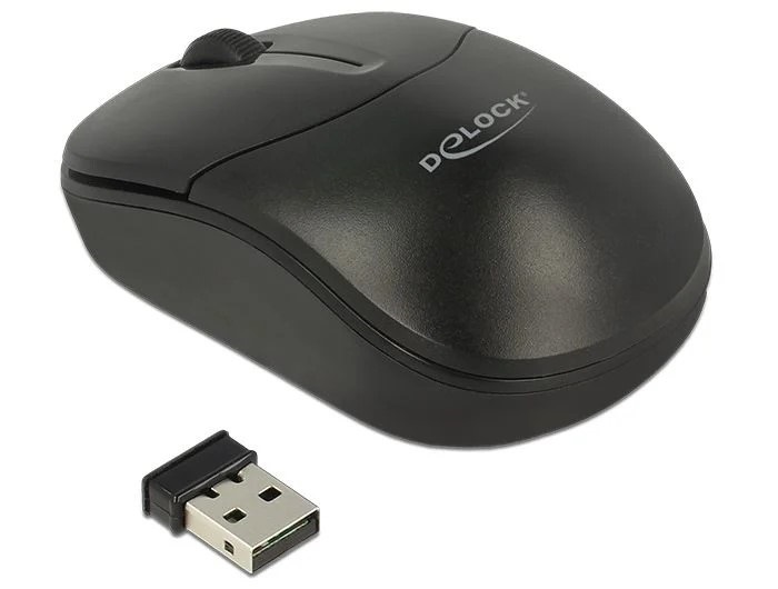 Delock 12494 Optikai háromgombos mini egér, 2,4 GHz-es, vezeték nélküli