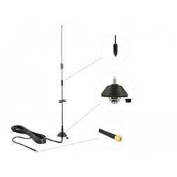 Delock 12582 LTE antenna SMA csatlakozóval 5 - 7 dBi fix, mindenirányú, szerelőalappal és csatlakozókábel