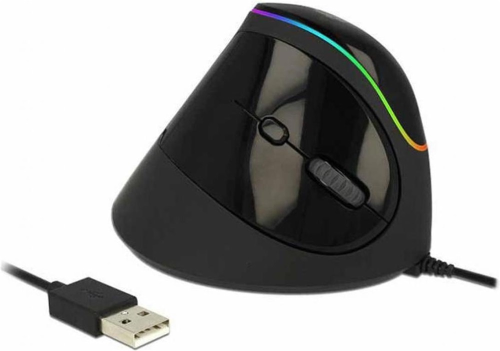 Delock 12597 Ergonómikus, függoleges USB egér - RGB kijelzovel