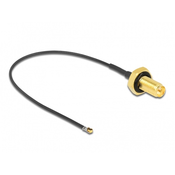 Delock 12655 Antenna kábel RP-SMA anya válaszfali csatlakozóval apa MHF 4L LK-dugó 1.37 10 cm menethossz