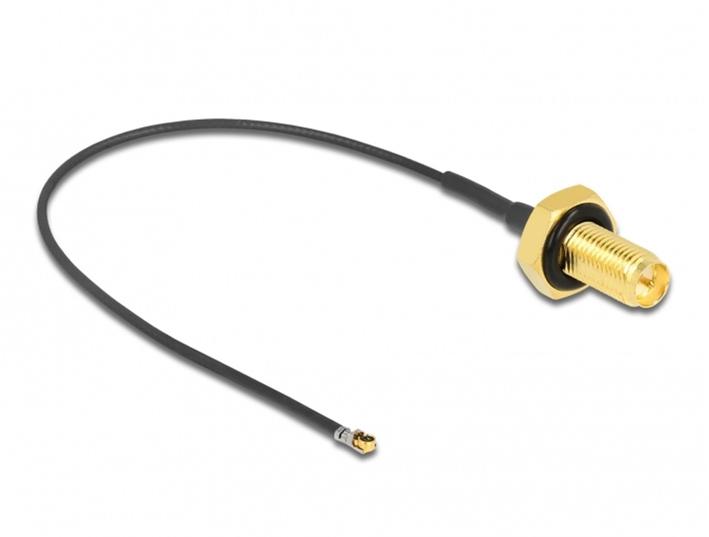 Delock 12655 Antenna kábel RP-SMA anya válaszfali csatlakozóval apa MHF 4L LK-dugó 1.37 10 cm menethossz