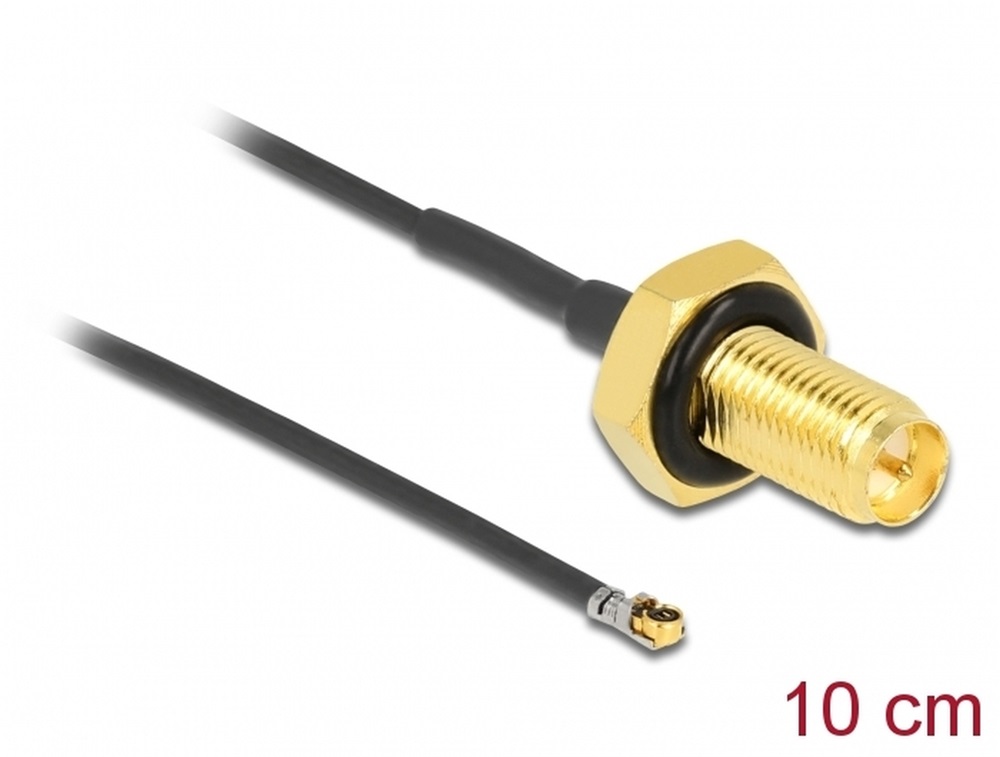 Delock 12655 Antenna kábel RP-SMA anya válaszfali csatlakozóval apa MHF 4L LK-dugó 1.37 10 cm menethossz