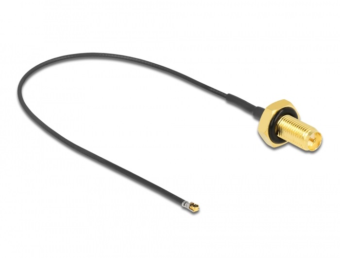 Delock 12657 Antenna kábel RP-SMA anya válaszfali csatlakozóval apa MHF 4L LK-dugó 1.37 20 cm menethossz
