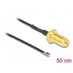 Delock 12660 Antenna kábel RP-SMA anya válaszfali csatlakozóval apa MHF 4L LK-dugó 1.37 50 cm menethossz