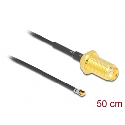 Delock 12666 Antenna kábel SMA anya válaszfali csatlakozóval apa MHF 4L LK-dugó 1.37 50 cm menethossz 10