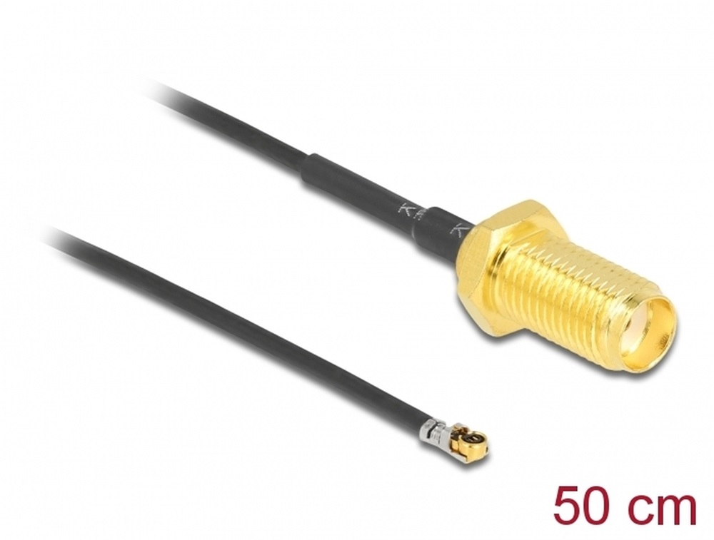 Delock 12666 Antenna kábel SMA anya válaszfali csatlakozóval apa MHF 4L LK-dugó 1.37 50 cm menethossz 10