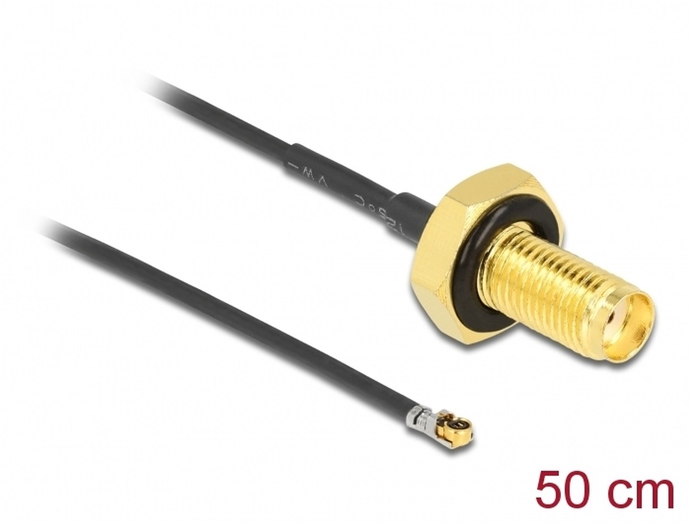 Delock 12667 Antenna kábel SMA anya válaszfali csatlakozóval apa MHF 4L LK-dugó 1.37 50 cm menethossz 10