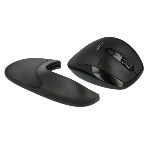 Delock 12673 Ergonomikus, 5 gombos, 2,4 GHz-os, vezetéknélküli optikai egér csukló támasszal - Jobbkezesek