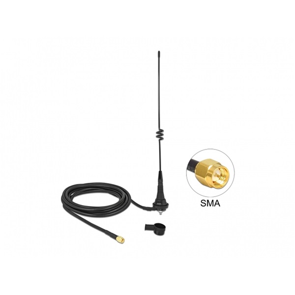 Delock 12722 LPWAN 868 MHz antenna SMA-dugó 4,5 dBi irányítatlan, rögzített, csatlakozókábellel RG-58 C/U
