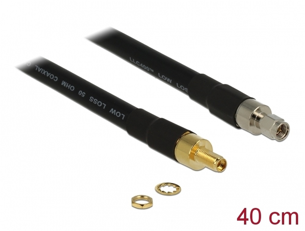 Delock 13004 antenna kábel SMA dugó > SMA Jack CFD400 LLC400 0,4 m alacsony veszteségű