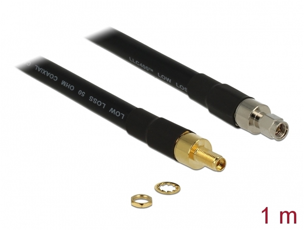 Delock 13005 Antennakábel SMA dugó > SMA Jack CFD400 LLC400 1 m alacsony veszteségű
