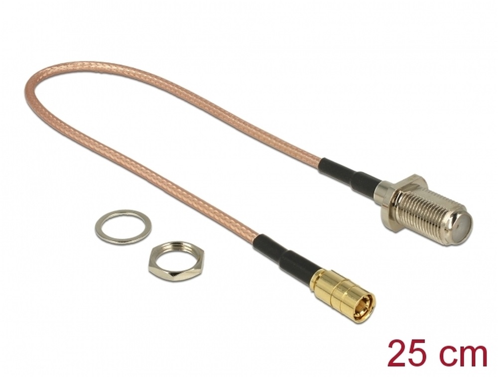 Delock 13024 Antennakábel F jack válaszfal > SMB dugó RG-316 25 cm