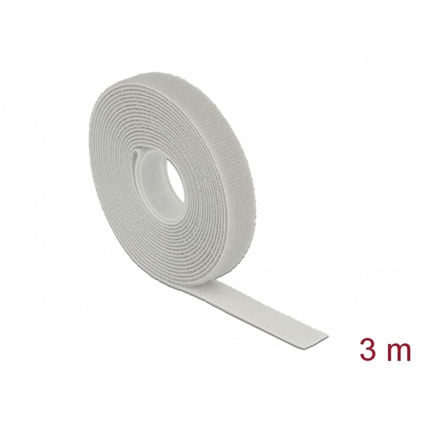 Delock 18275 Hurkolható rögzítők, 3 m x 13 mm (H x Sz) tekercs, szürke