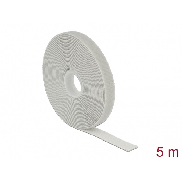 Delock 18276 Hurkolható rögzítők, 5 m x 13 mm (H x Sz) tekercs, szürke