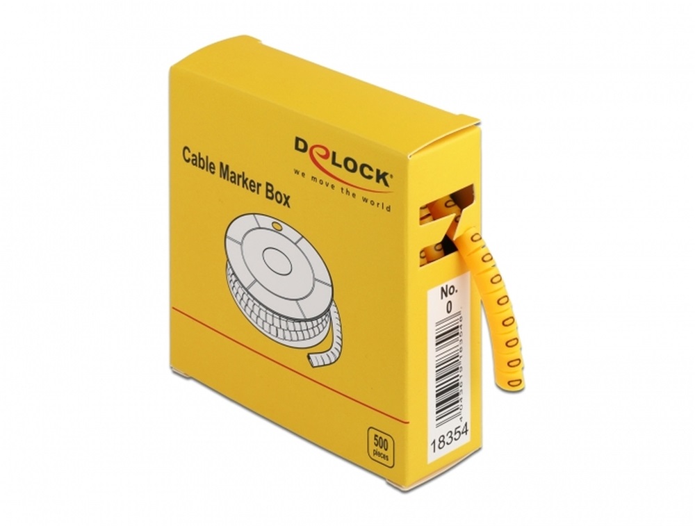 Delock 18354 500 db. sárga kábeljelző doboz No. 0