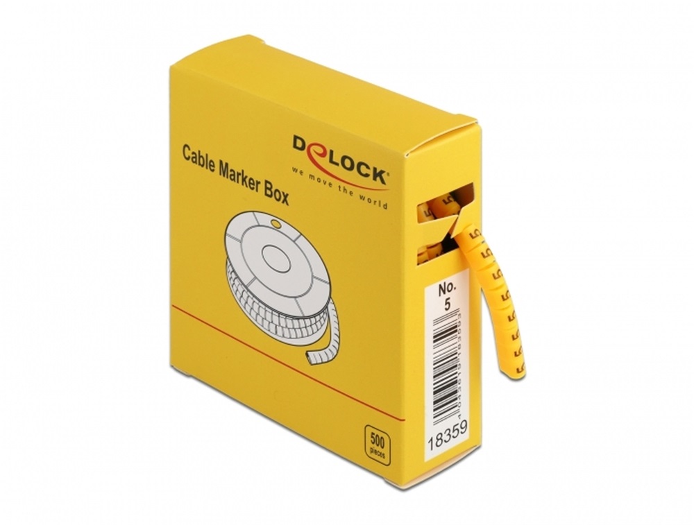 Delock 18359 500 db. sárga kábeljelző doboz No. 5
