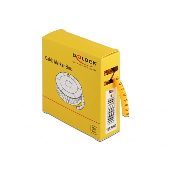 Delock 18360 500 db. sárga kábeljelző doboz No. 6