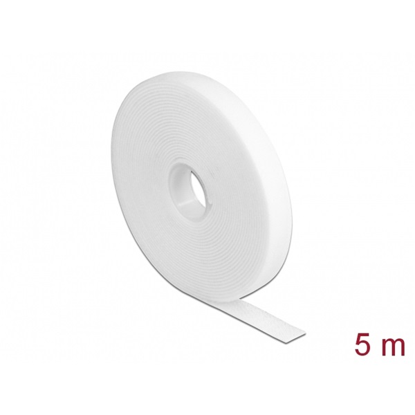 Delock 18377 Velcro fehér ragasztó szalag guriga Hx 5 m x Sz 13 mm